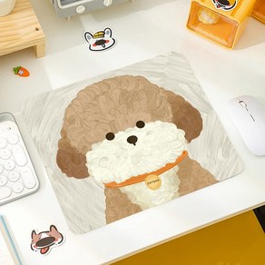 귀여운 강아지 마우스패드 감성 책상꾸미기 사무실 선물용 소품, 1개, 브라운멍멍