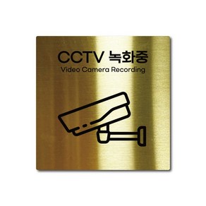 S사이즈 골드 스테인리스 CCTV 녹화중 촬영중 안내판 표지판 경고문 사인 팻말 현판 문패 안전 명판, 12. CCTV녹화중, S(85x85mm), 1개