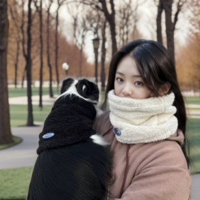 [리비닛] 1+1 산책용 사이즈 조절 강아지 댕댕이 주인 커플 넥워머, 2개, 핑크