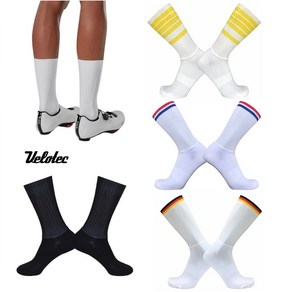 에어로삭스 자전거양말 싸이클양말 라이딩양말 Velotec AERO SOCKS, 화이트(검정빨강노랑줄)