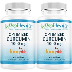 PoHealth 최적화 커큐민 롱비다 1000mg 60정 (2팩), 60 카운트(2개 팩), 2개