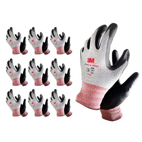 3M 프로그립 3000 NBR 코팅 안전 미끄럼 방지 장갑 10개입 / 3M NBR Coating Safety Gloves Pogip 3000 10pais, M, 10개, 멜란지그레이