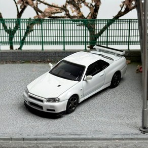 1:64 닛산 skyline GTR R34 V Spec II 자동차 다이캐스트 모델 피규어 모형, 한국, 화이트, 1개