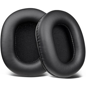 SOULWIT 교체용 이어패드-호환 모델 오디오테크니카 ATH M50X /M50xBT /M50RD /M40X /M30X /M20X /SX1 /MSR7 소음 차단 폼 포함 1쌍, Potein Leathe, Black, 1개