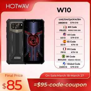 초소형미니스마트폰 HOTWAV W10 견고한 스마트폰 15000mAh 초대형 배터리 Andoid 12 OS MTK6761 6.53 인치 화면 4GB 32GB 13MP 기본 카메라, 없음, 1) W10 - Oange