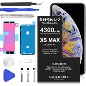 SHENMZ아이폰 Xs Max용 배터리 4300mAh 대용량 새로운 0사이클 교체 아이폰 Max 모델 A1921 A2101 A2102 A2104 완전 전문 수리 도구 키트 포함