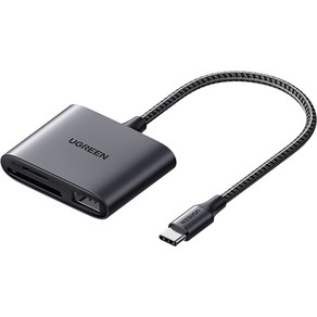 유그린 카드리더기 USB C타입 to Mico SD+SD+USB-A U-80798, U-80798 [블랙], 1개