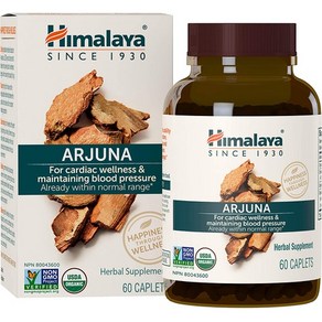 Himalaya Oganic Ajuna 60 Caplets fo Cholesteol Blood Pessue Healthy Heat Function Suppot, 1개, 상세 설명 참조0, 60정