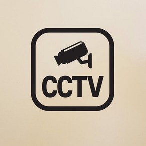 둥근정사각 심플 cctv 픽토그램 가게 인테리어 도어 스티커, lage, 검정색