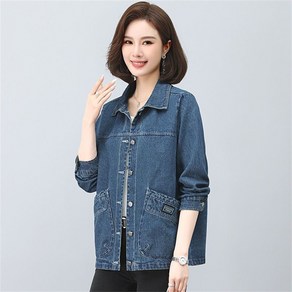 besteffie 캐주얼 데님 자켓 여성용 봄 가을 코디용 버튼 장식 클래식 복고풍 중년 여자 일상 아우터 K12