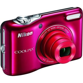 5배 광각 니코 줌 렌즈가 장착된 니콘 COOLPIX L32 디지털 카메라, Red, 1개