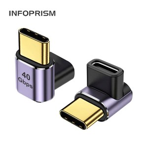 INFOPRISM / C타입 USB 4.0 90도 각도 변환 OTG 꺾임 젠더 (L형), 2개