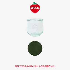 [WECK]튤립 746(370ml) 유리병 낱개, 유리병+실리콘뚜껑 M (풀그린), 1개