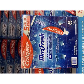 [당일발송]미국 콜게이트 맥스프레시 쿨민트 울트라프리즈 치약 206g x 5팩 Colgate-MaxFesh 7.6oz 5 Pack, 5개