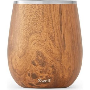 Swell 스테인리스 와인 텀블러 9 Fl Oz Teakwood 음료를 더 차갑고 오래 유지하도록 설계된 3중 진공 단열 용기 BPA 무함유 바웨어 액세서리, 1개