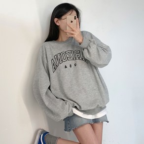 티데일리 여성용 애리조나 레터링 루즈핏 맨투맨