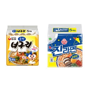 농심 너구리 순한맛 5개 + 오뚜기 진라면 순한맛 5개, 10개