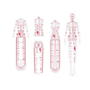 패션 도식화 샘플 작업 인체자 의상 L세트1개4개 눈금자 그리기