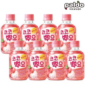 [트레이딩제이]팔도 코코뿌요 복숭아 280ml 코코 젤리 어린이 음료수, 8개