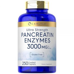 Carlyle Pancreatin 소화 효소 | 3000mg | 250정 | GMO 프리 글루텐 프리 | 고효능 포뮬러