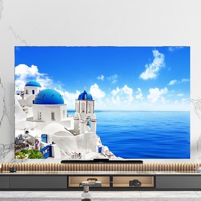 티비 가리개 TV 커버 덮개 32-85인치 패브릭 풍경 유럽, 55인치(130x80cm), B1389노르딕타운