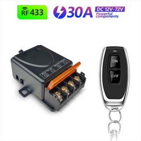 433Mhz 무선 원격 제어 스위치 30a DC 12V 24V 48V 72V 고출력 RF 릴레이 수신기 펌프 조명 램프 LED 70m