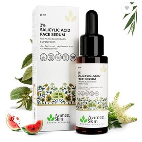 Avimee Hebal 2% Salicylic Acid Face Seum-Fights Acne Maks & Open Poes  Fo All Skin Types, 1개, 25ml