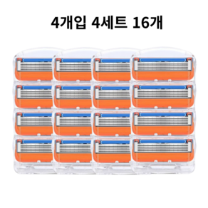 [호환] 위티 질레트 퓨전 파워 5중 16개 면도날 프로 글라이드 쉴드, 4세트, 4개입