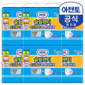 아텐토 슬림팬티 성인용기저귀 남녀공용 L~XL, 대형, 10매입, 6개