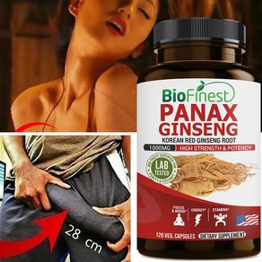 Panax Ginseng (한국 홍삼) 캡슐 - 강력한 1000 mg으로 뇌 인지 에너지 강화 면역력 강화 근육 성장 성욕 강화 성기능 강화 발기 연장, 1박스, 120정