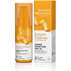 Avalon Oganics Intense Defense 아발론 오가닉스 인텐스 디펜스 쉬어 모이스처라이저 SPF10 1.7oz(50g), 1개, 50g