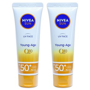 NIVEA 니베아 선 영 에이지 페이스 선크림 50ml x2개 SPF50+ PA++++ 건성및일반피부용(유통기한 2025.07), 2개