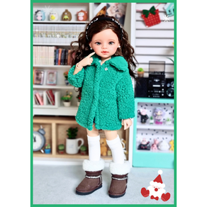 #파올라레이나 32cm ( 그린뽀글이 카라 코트 ) #USD 26cm #도리스돌 30cm 옷[마구샵]#구체관절인형#bjd#인형옷#다락아이#관절바디#완제품, USD 26cm, 1개