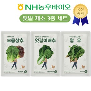 농우바이오 엇갈이배추 열무 3종혼합상추 채소씨앗 3종, 1세트