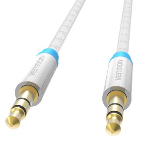 벤션 금도금 단자 3.5mm 스테레오 오디오 AUX 케이블, 아쿠아화이트(BAF), 1m