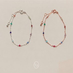 [14k/고퀄] 컬러 천연 원석 은팔찌 arco bracelet