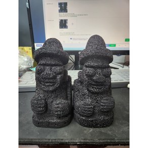 Jeju(제주) 돌하르방(멕시코 모자) 문 무 장식인형(16cm x 16cm)