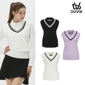 [DV] 듀빅 여성 V넥 와이드 립 케이블 니트 조끼 DE3WSV272 369118, 라이트바이올렛, 100(L)