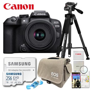 캐논 정품 EOS R10 18-45mm kit / 프리미엄 삼각대 패키지 8종세트 / 256GB / TJ