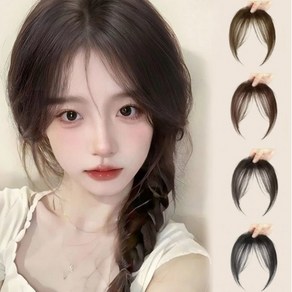 꾸밈꾸 볼륨 시스루뱅 앞머리 가발 헤어피스, 1개, [브라운블랙]