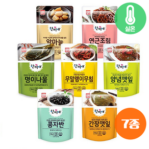 한성기업 한끼애 반찬 7종세트(무말랭이+양념깻잎+연근조림+간장깻잎+콩자반+명이나물+알마늘) 150G, 1개