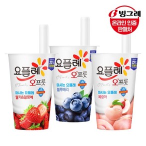 [쇼핑엔티] 빙그레 요플레 오프룻 3종 15개 /딸기알로에/블루베리/복숭아, 180ml