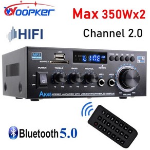 Woopke AK45 HiFi 디지털 앰프 최대 전력 90Wx2 채널 2.0 블루투스 서라운드 사운드 AMP 스피커 가정용 자동차, US Plug, 02 US Plug