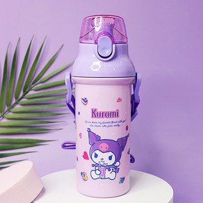 산리오 쿠로미 앵커 원터치 어깨끈 물통, 500ml, 혼합색상, 1개