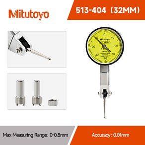 Mitutoyo 고정밀 다이얼 표시기 513 404 게이지 0.01 범위 0-0.8mm 180 ° 회전 32mm 38mm 측정 도구, 01 CHINA, 01 32mm