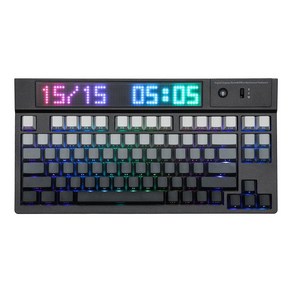 EPOMAKER × DynaTab 75X 무선 게이밍 키보드 커스텀 도트 매트릭스 RGB LED 스크린 Hotswappable 가스켓, Sea Salt Silent Switch, 02 Sea Salt Silent Switch