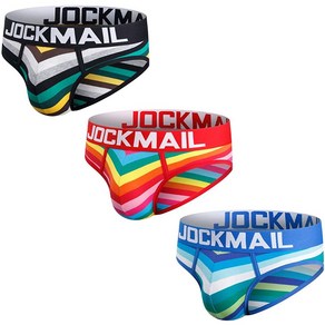 JOCKMAIL 3 개/갑 Men 팬티 속옷 면 Mens Rainbow Stripe 속옷 팬티 편안한 속바지