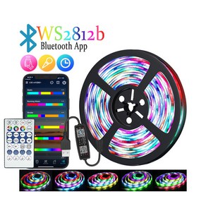 RGB LED바 간접 줄조명 5V 5050 WS2812B RGB 파노라마 LED USB 블루투스 뮤직싱크 컨트롤러 28버튼 리모컨, 1세트, 5050 WS2812B IC RGB-1m