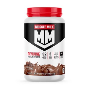 Muscle Milk Genuine Potein Powde Chocolate 2.4 머슬밀크 정품 단백질 파우더 초콜릿 2.47파운드 16회분 단백질 32g 설탕, 1개