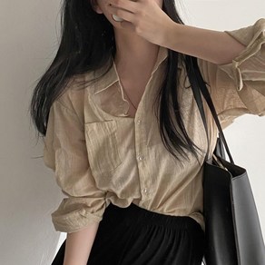온미올렛 여성 린넨 거즈 아사면 긴팔 셔츠 남방